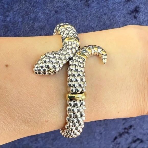 RARE WONDERS Two-Tone Snake Rope Bracelet from Lagos Size 6.5 & 7 - Picture 8 of 11
